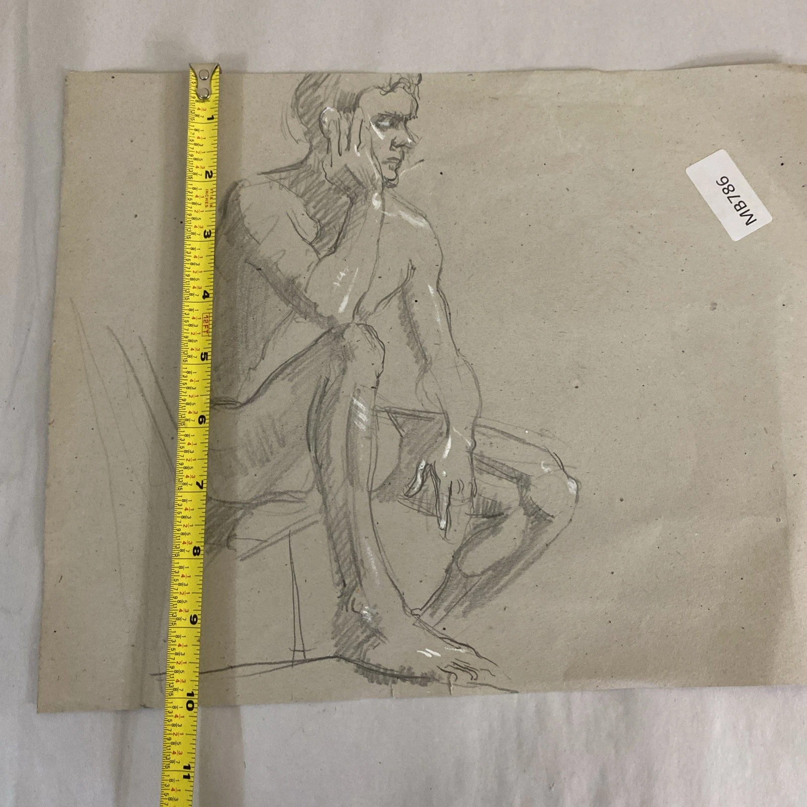 Rare Frances Watt Double-Sided Nude Figure Study Drawing in Graphite w/ COA - Image 5