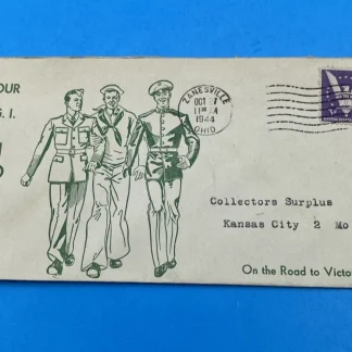 1944 Zanesville OH WW2 Patriotic Cover “Our G.I. Joe’s” FAH-6 Win the War 905 CV