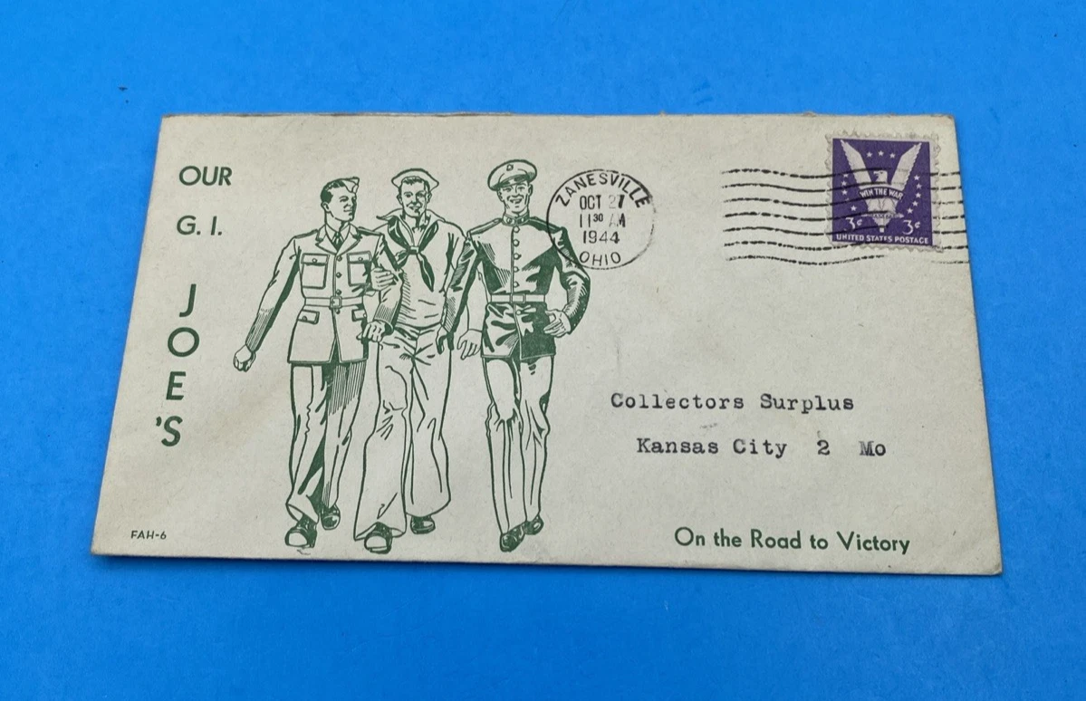 1944 Zanesville OH WW2 Patriotic Cover “Our G.I. Joe’s” FAH-6 Win the War 905 CV