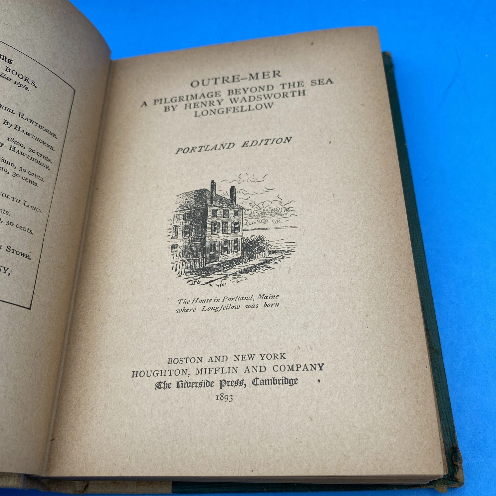 1893 Longfellow, Outre-Mer Portland Edition Antique Decorative Hardcover Classic - Image 6