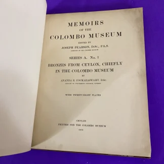 1914 Coomaraswamy Bronzes from Ceylon 1st Ed Ex-Yale Sulzberger 28 Plates Scarce