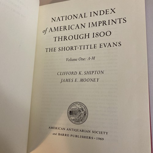 National Index Of American Imprints Through 1800 Short Title Clifford K Shipton - Image 8