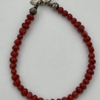 Running Bear Sterling Silver Red Coral Bracelet Native American