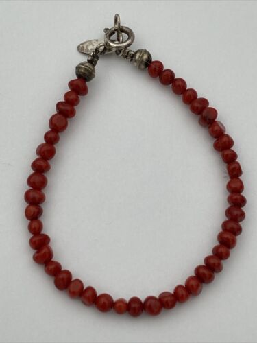 Running Bear Sterling Silver Red Coral Bracelet Native American