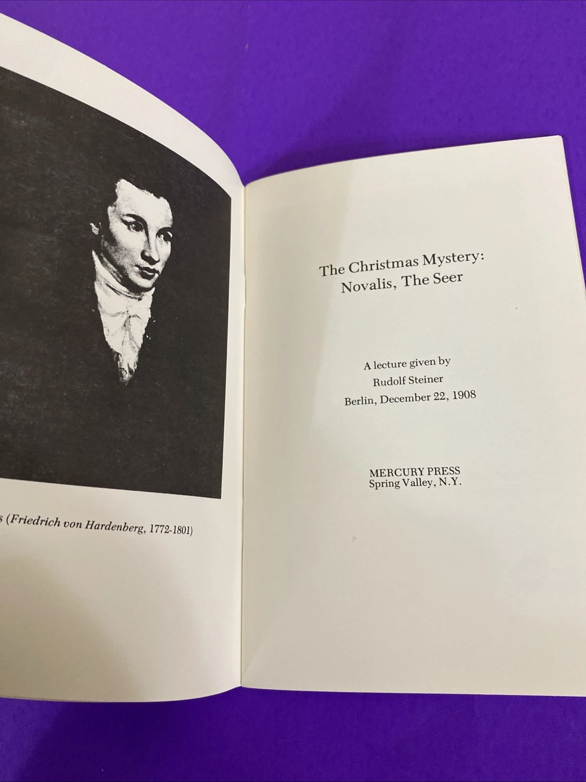 Rudolf Steiner Christmas Mystery Novalis Seer 1985 Mercury Press Pamphlet 1st VG - Image 3