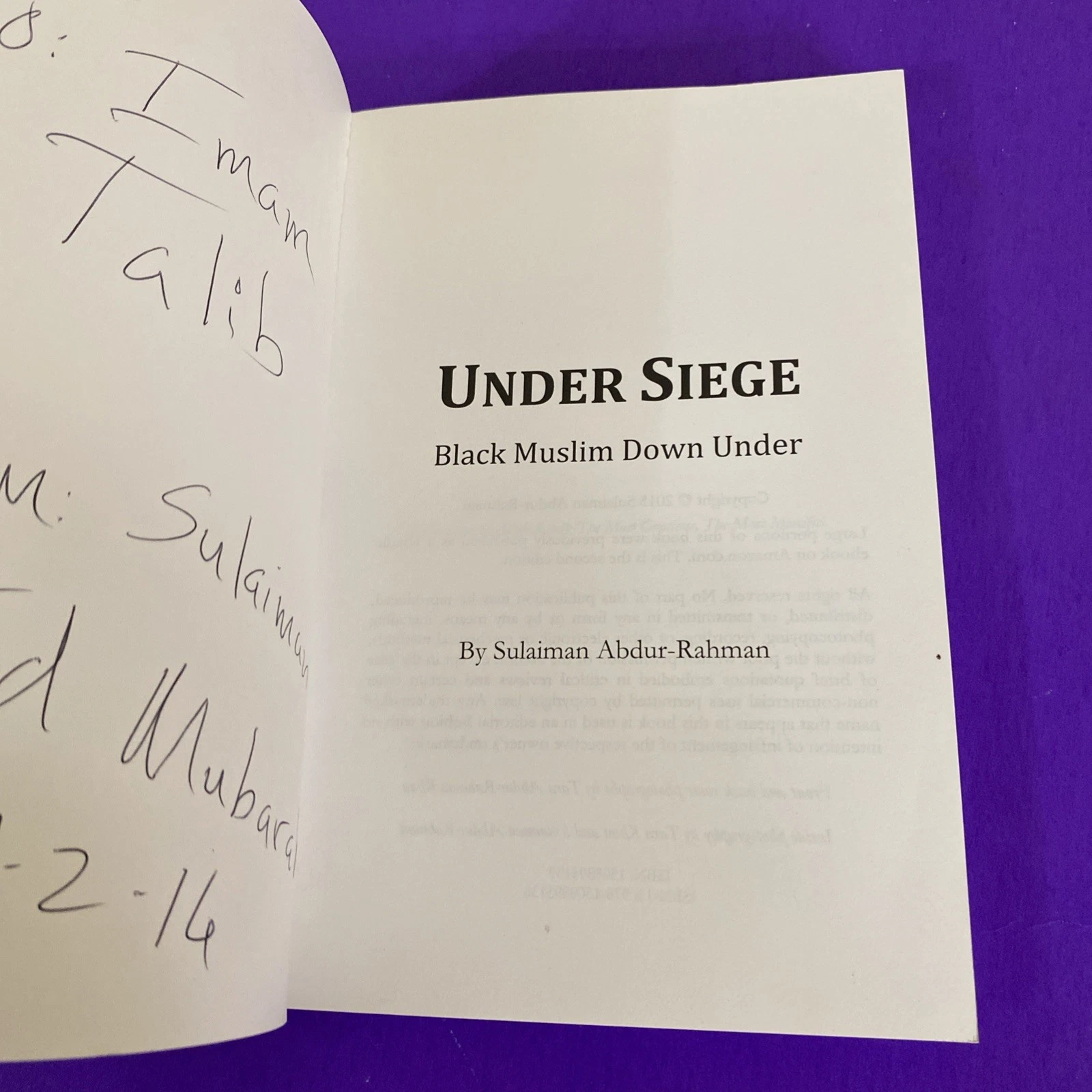 Under Siege Black Muslim Down Under Inscribed 2015 2nd Ed African American Islam - Image 2