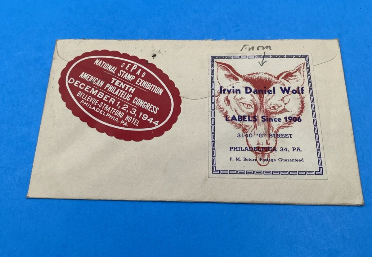 1944 Keep 'Em Flying Patriotic Cover SEPAD 1944 label Wolf Phila to KC 2x 3c - Image 4