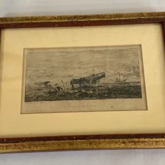 Daubigny Etching: Plage de Villerville, Gazette des Beaux-Arts, A. Salmon, Paris
