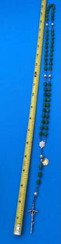 Pope John Paul II- Green Glass Beads Rosary, Italy, Catholic, 20” - Image 11