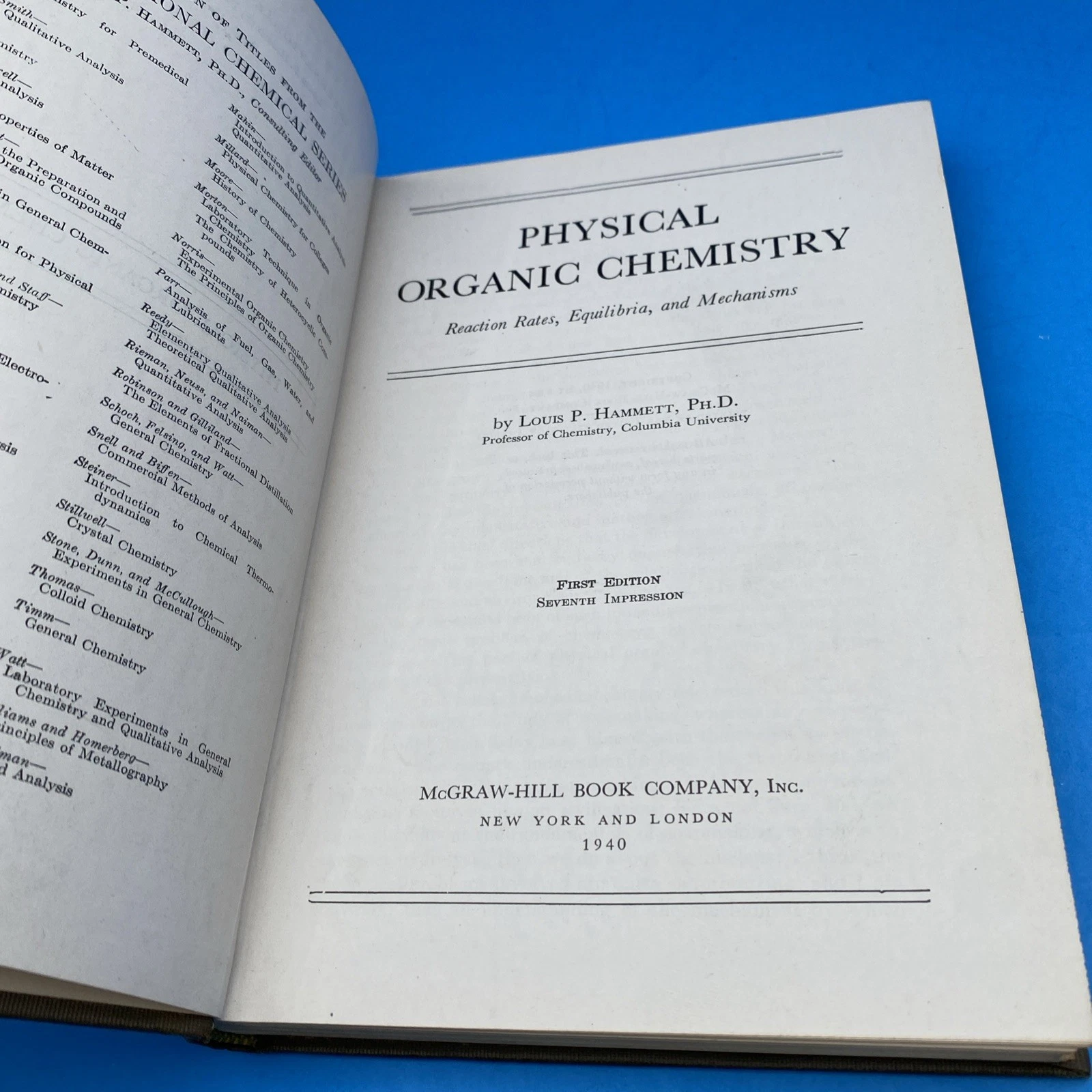 1940 Hammett Physical Organic Chemistry 7th Impression Tuthill Polytechnic Notes - Image 4