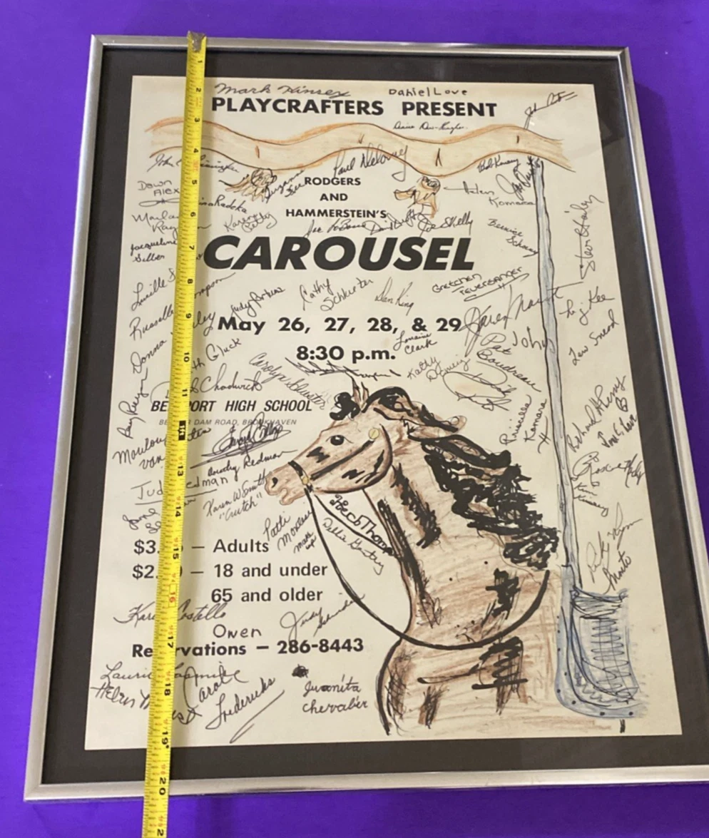 1977 Carousel Bellport Playcrafters Signed Cast Crew Poster Framed 20x15 - Image 7