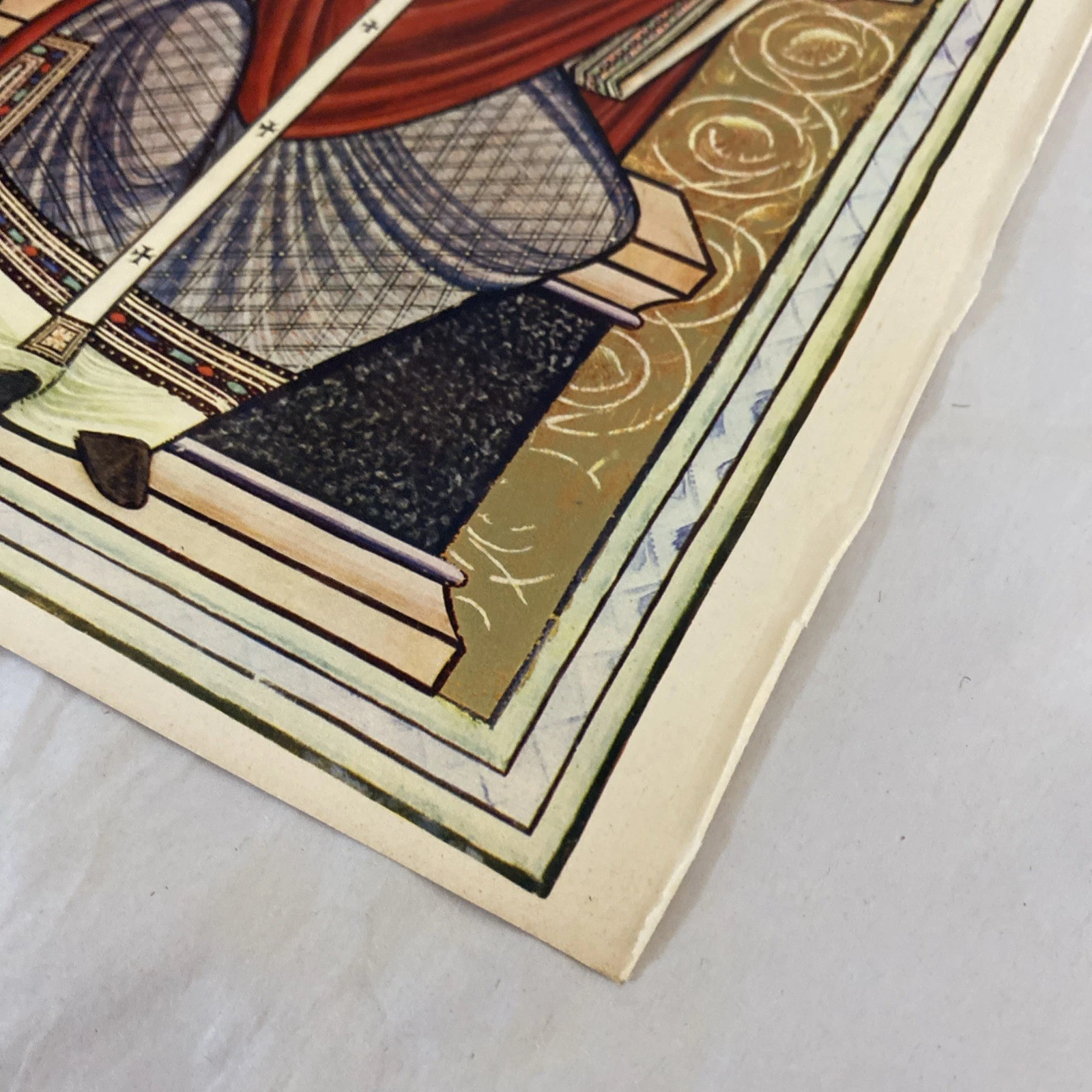 Medieval Illuminated Bishop With Book Verve 1939 Color Art Plate Blank Verso - Image 3