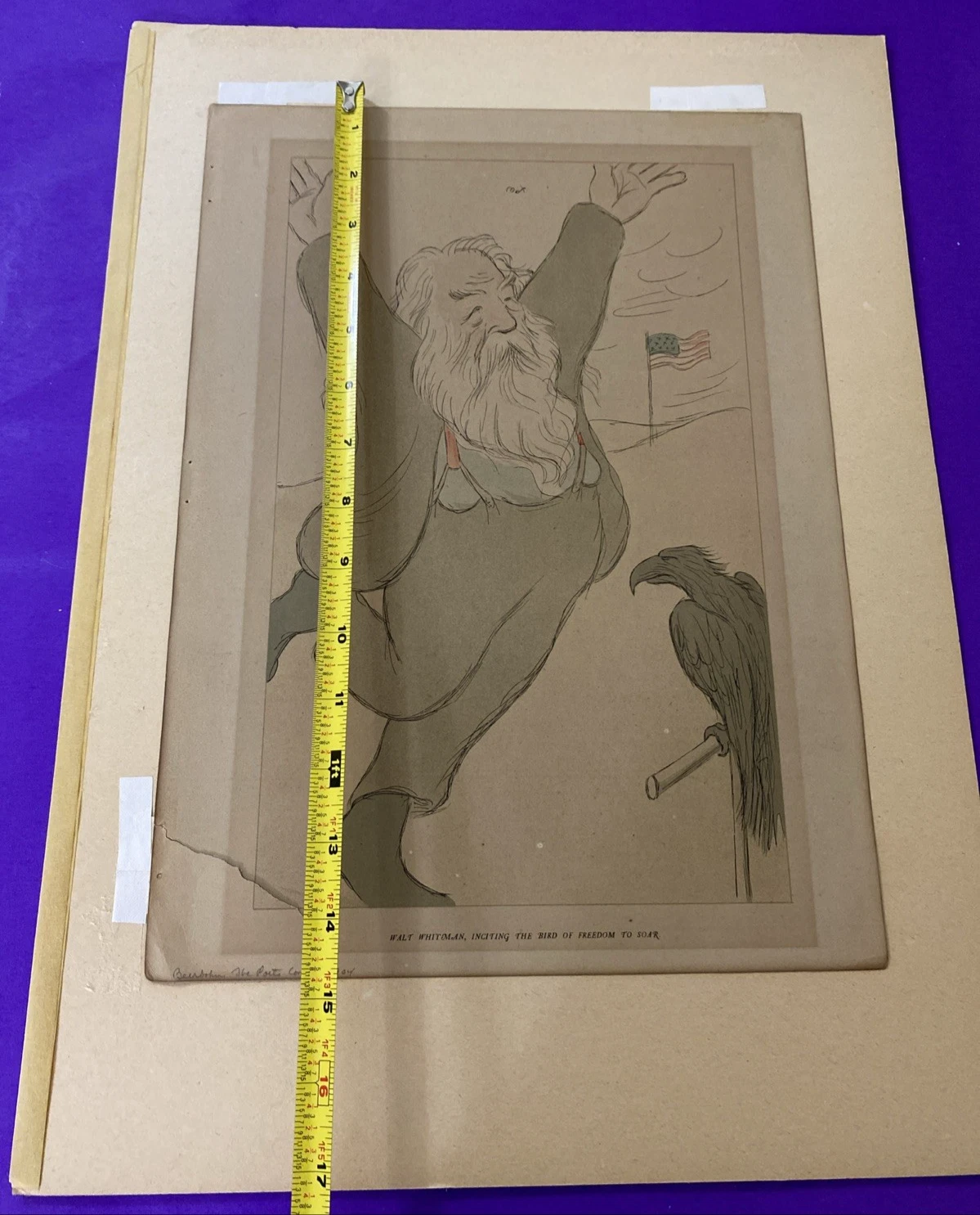 1904 Max Beerbohm Poets' Corner Lithographs Walt Whitman Dante Pair Literary Art - Image 7