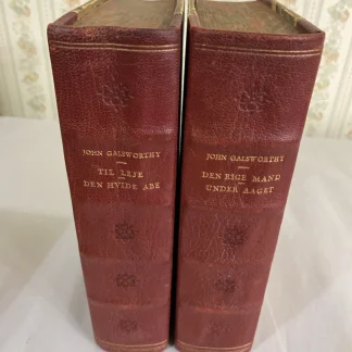 1932 John Galsworthy Danish 2-Vol Half Leather Marbled Gyldendal Forsyte 2pc Set