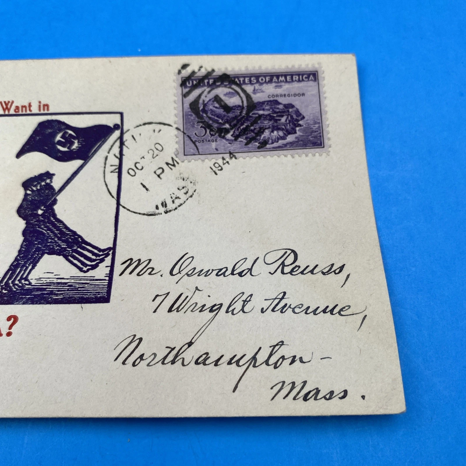WWII Patriotic Cover 'Is This What We Want in America?' 3¢ Corregidor, JLL-110 - Image 3