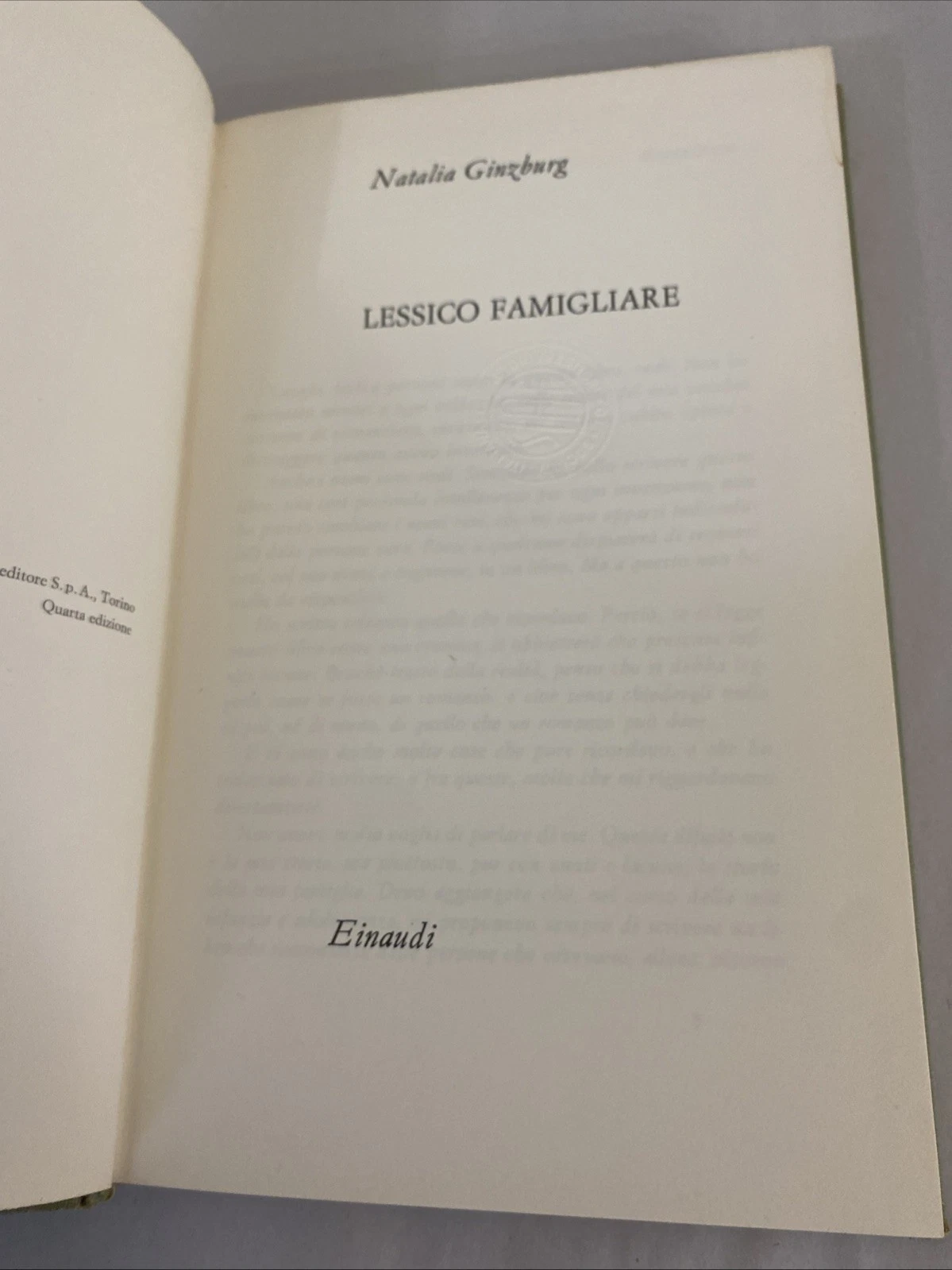 Natalia Ginzburg Lessico Famigliare Einaudi 1963 Quarta Edizione HC 1500 Lire IT - Image 5