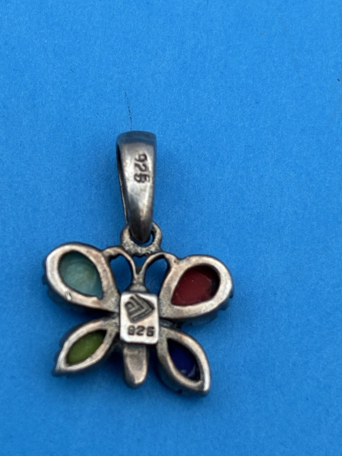 Vtg Silpada Sterling Silver 925 Butterfly Pendant, Turquoise, Coral, Lapis, MOP - Image 8