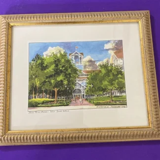 Vintage 1998 Alexandria Skordas Disney Beach Club Resort Framed Art Print 11.5in