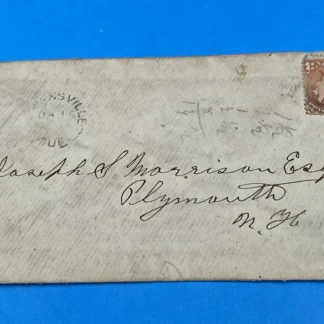 1881 Canada 3c Small Queen Cover Dunham to NH Due Enclosure