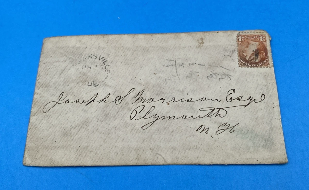 1881 Canada 3c Small Queen Cover Dunham to NH Due Enclosure