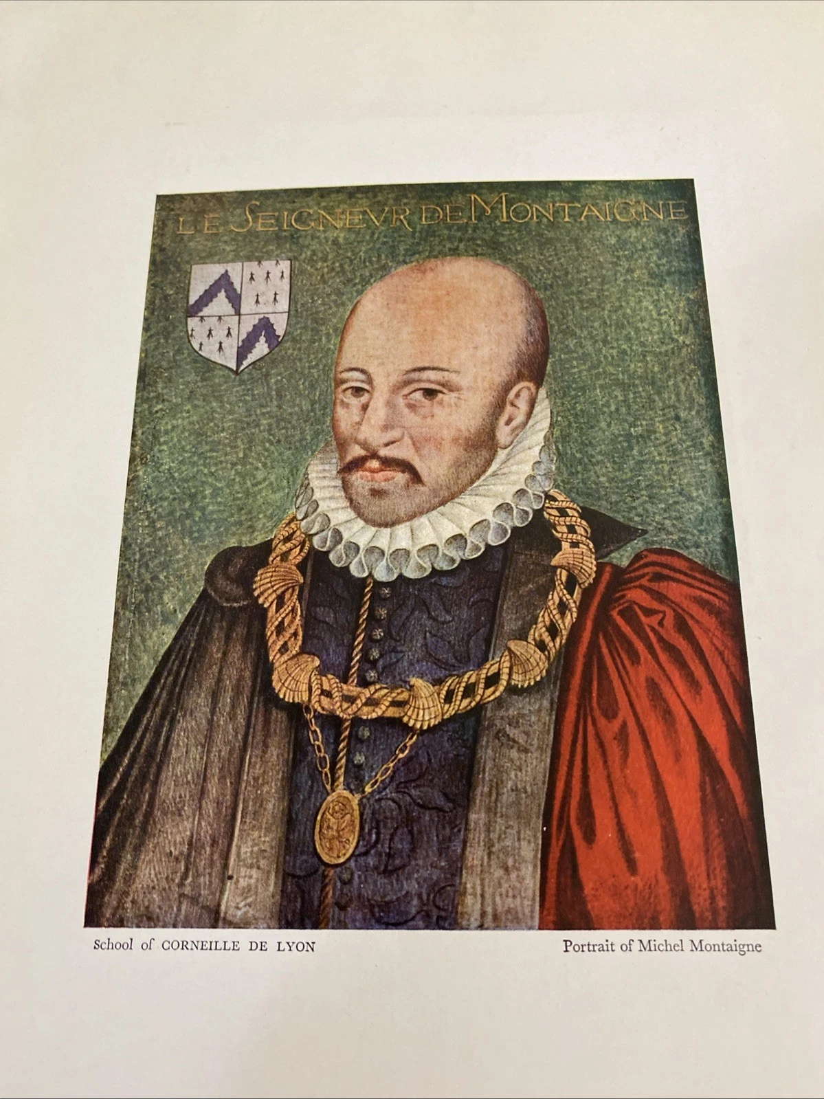 1939 Verve Montaigne Port. (School of Corneille de Lyon) color plate + essay 2pp - Image 2