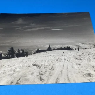 Vintage 10x8 Alpine Winter Mountain Chapel Photo w/ Carl Vigna Verso Inscription