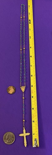 Vintage Blue Faceted Glass Petite Rosary, Virgin Mary, Italy, Christianity, 14” - Image 6