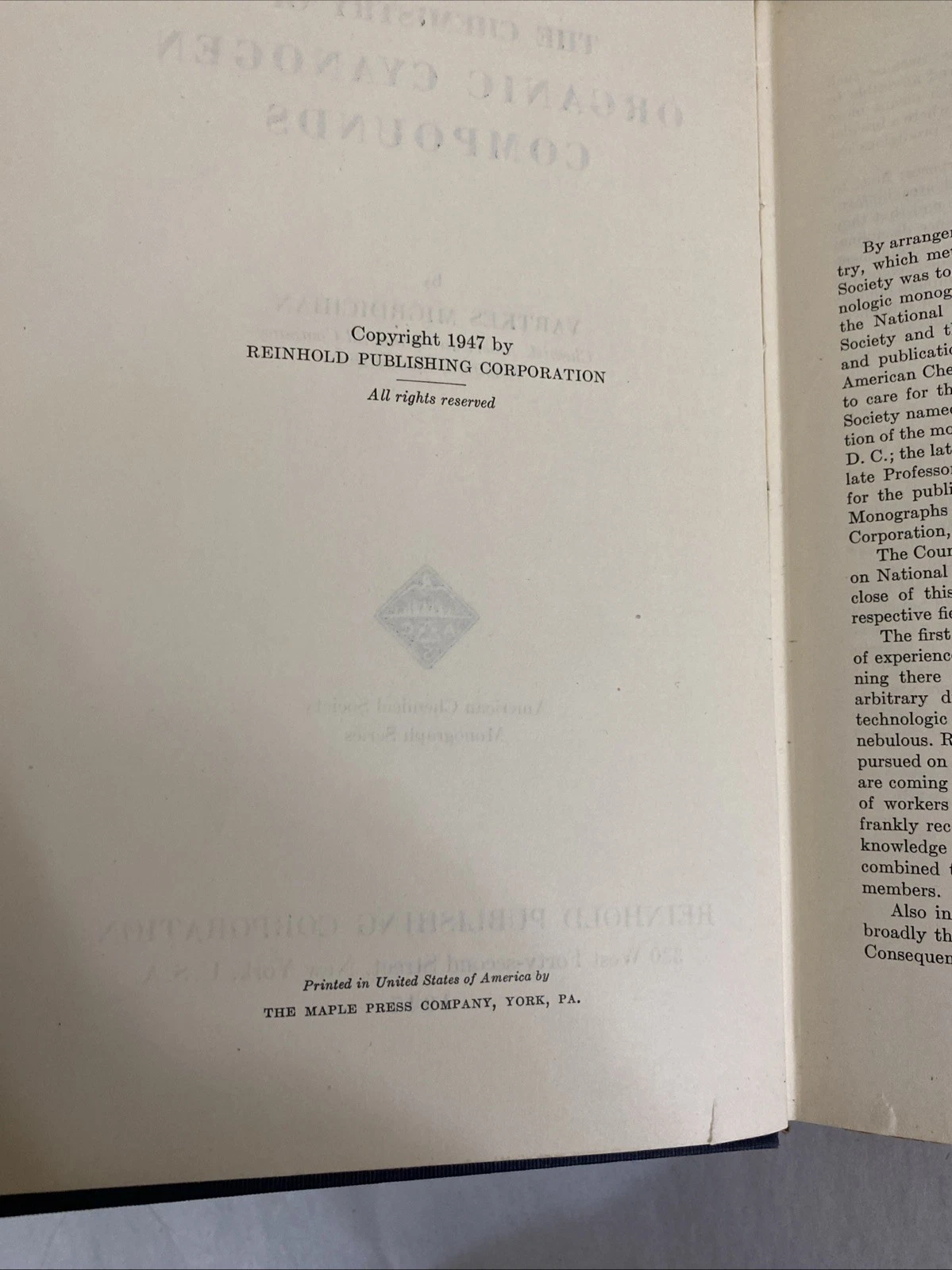 1947 ACS Monograph 105 Organic Cyanogen Comps Migrdichian Tuthill BNL w Ephemera - Image 4