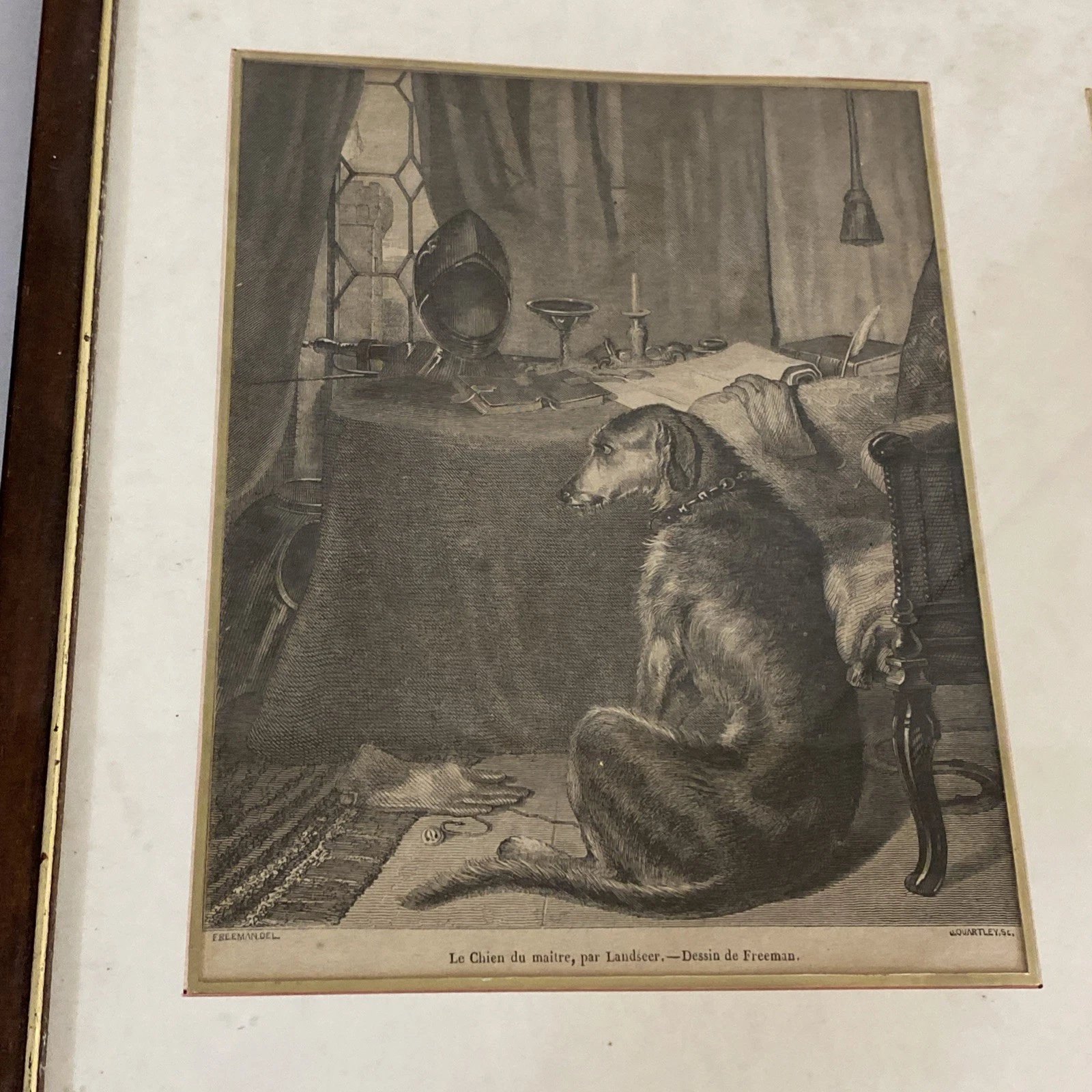 c.1852 Landseer Dogs Pair: Le Chien du Maître & du Valet, French wood engravings - Image 2