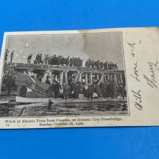 1906 Atlantic City Drawbridge Train Wreck Postcard O'Donnell 1c Franklin NJ UDB