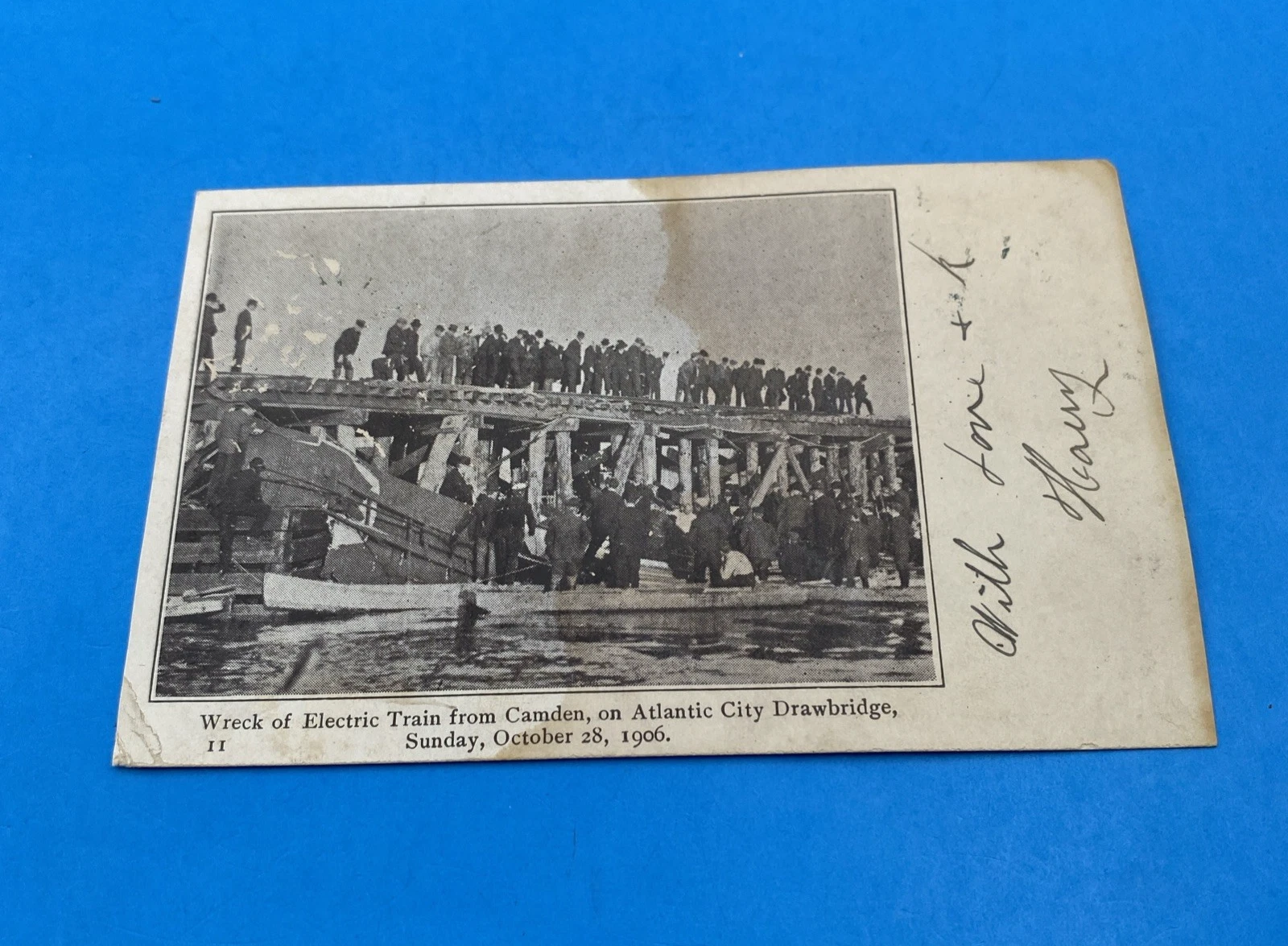 1906 Atlantic City Drawbridge Train Wreck Postcard O'Donnell 1c Franklin NJ UDB