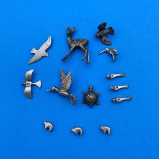 Lot of 13 Sterling Silver Animal Charms - Dove, Humming bird, Turtle, Deer, Bear