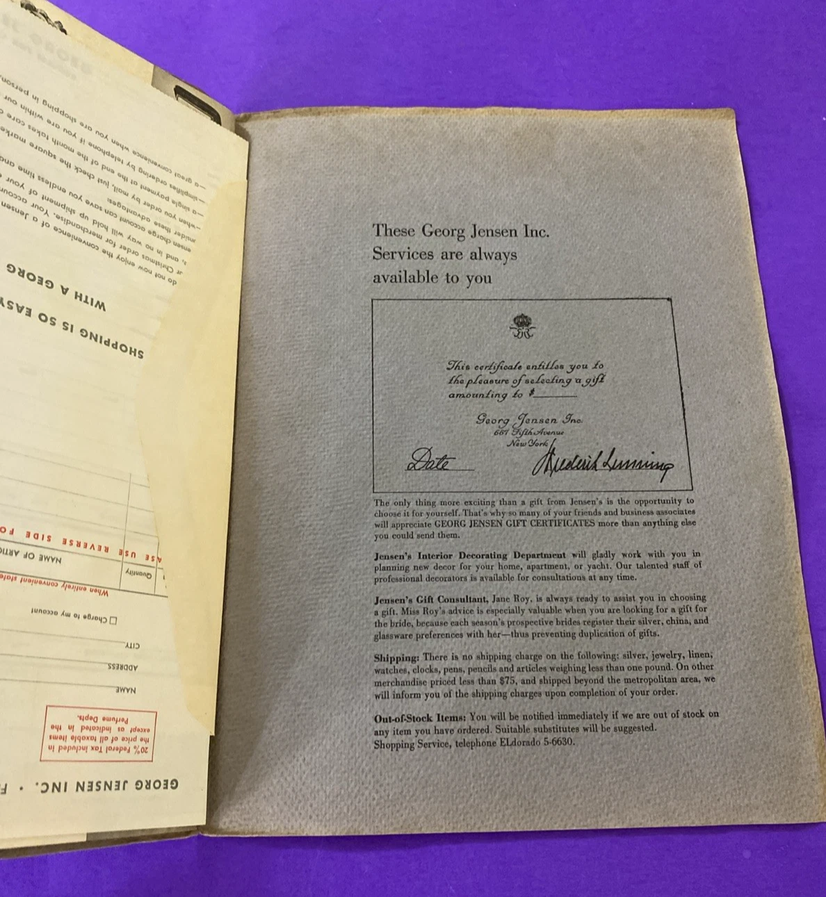 1950 Georg Jensen Fifth Avenue Catalog w Order Form Envelope MCM Silver NYC Gift - Image 10