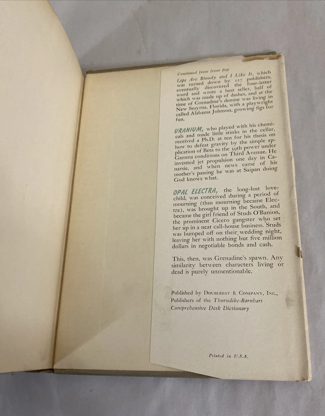 1952 Grenadine's Spawn Ruark First Edition Doubleday $3.50 DJHC Satire Novel VTG - Image 8
