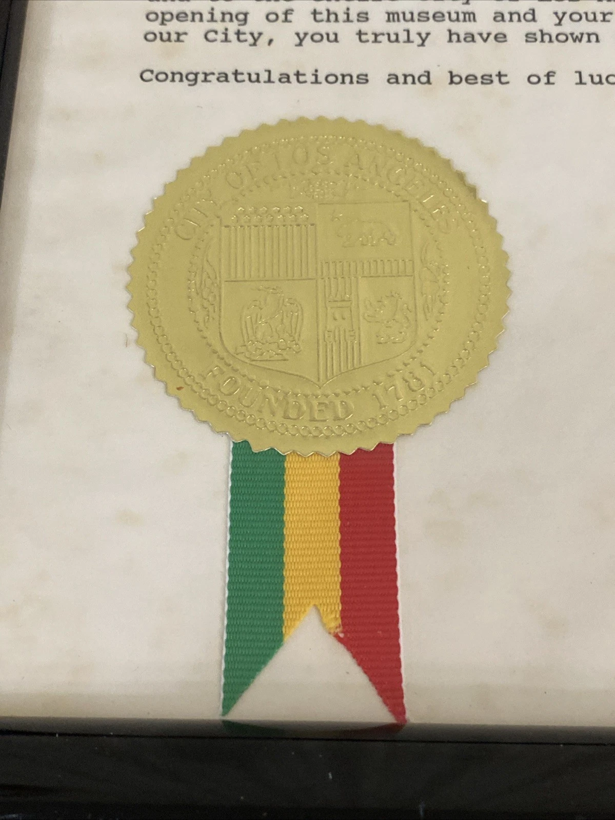 City of Los Angeles 1994 Commendation Signed by Mayor Richard Riordan - Image 3