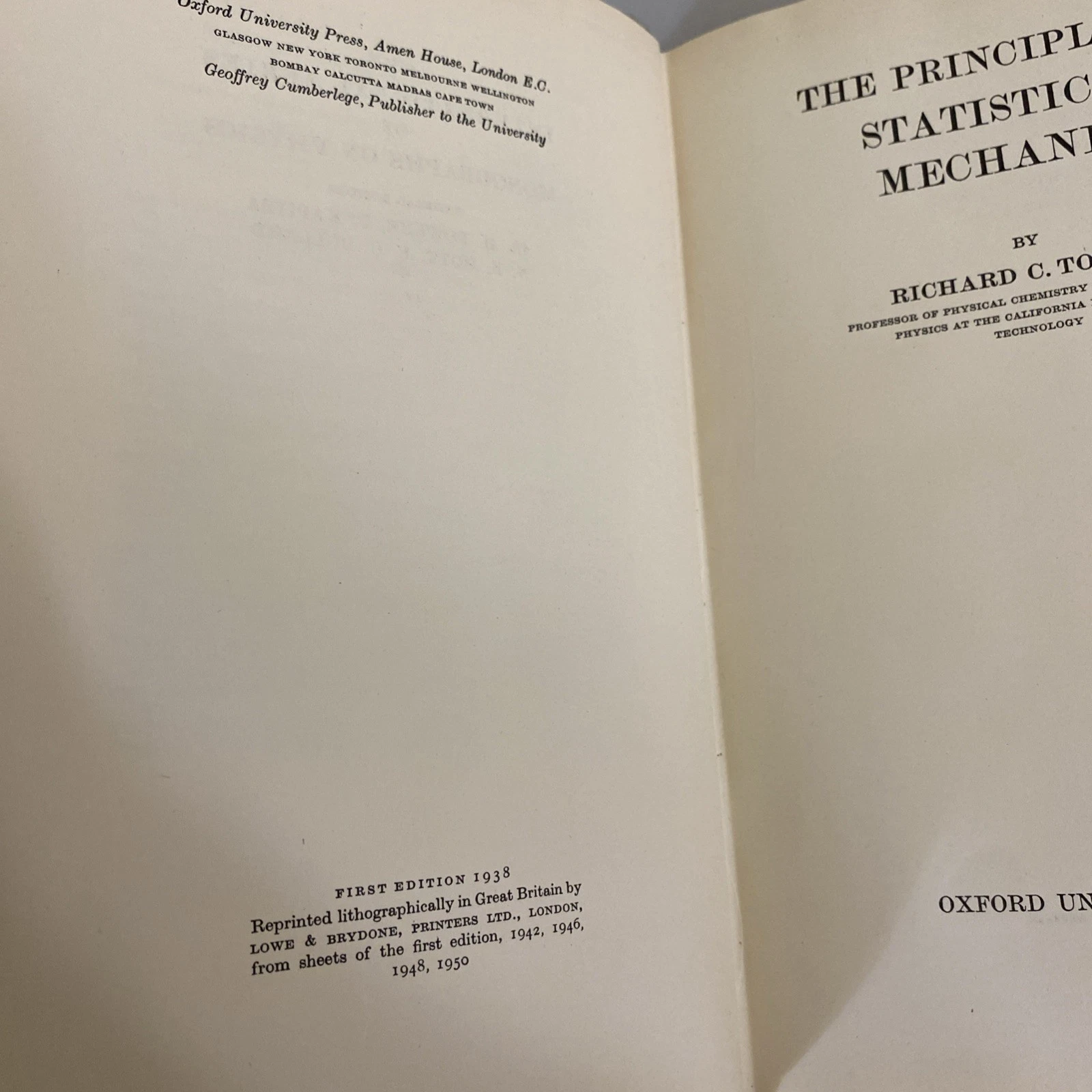 The Principles of Statistical Mechanics By Richard C. Tolman 1950 Oxford Press - Image 7