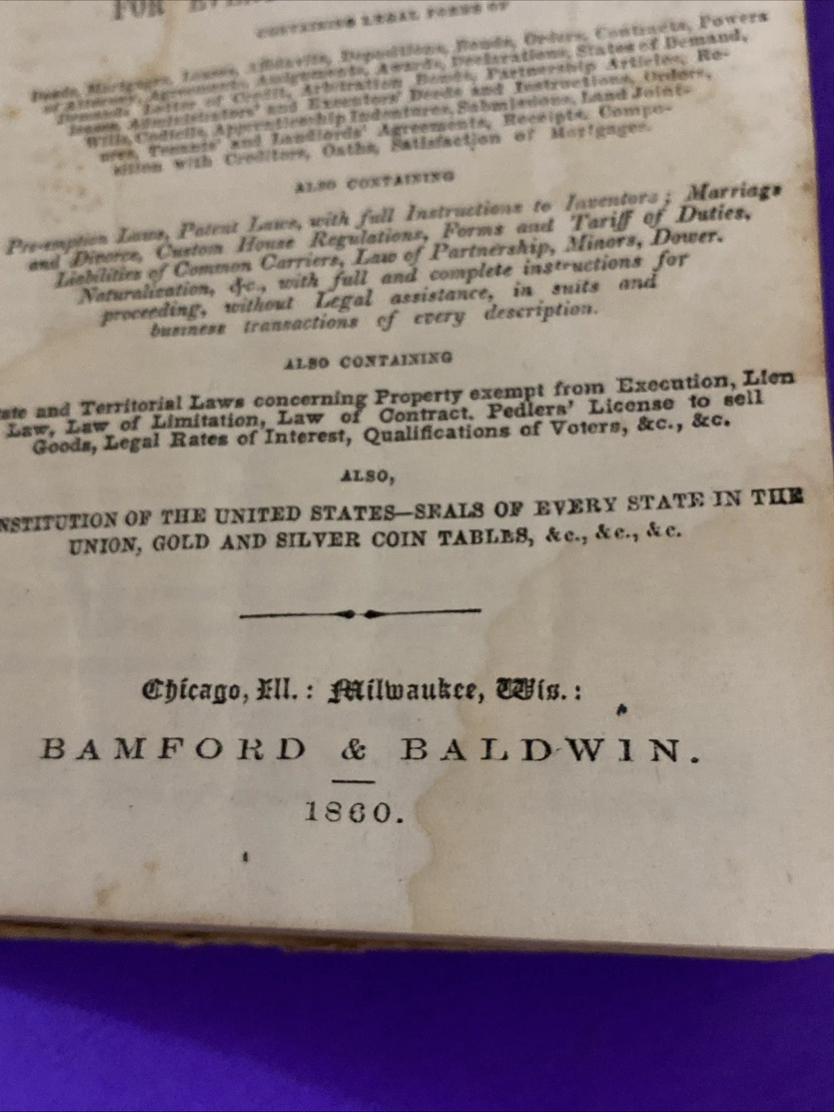 1860 Wells Every Man His Own Lawyer Form Book Patriotic Boards Ellenville NY USA - Image 8