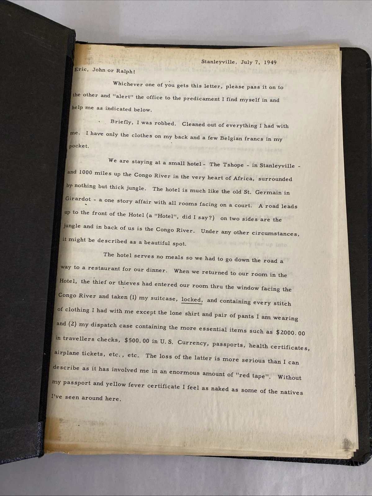 1949 Congo Uganda S Africa Travel Letters 38pp Putnam's Camp Schaefer Typed Rare - Image 3