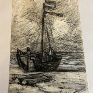 Charcoal Drawing Sailboat by Ocean - Montague Smyth (1863–1965)