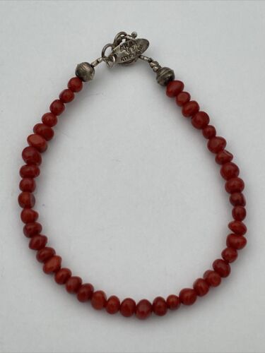 Running Bear Sterling Silver Red Coral Bracelet Native American - Image 2