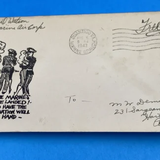1943 Quantico Marine Branch FREE WWII Patriotic Cachet: The Marines Have Landed!
