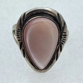 Navajo Nakai Sterling Silver & Pink Mother of Pearl Statement Ring Size 7