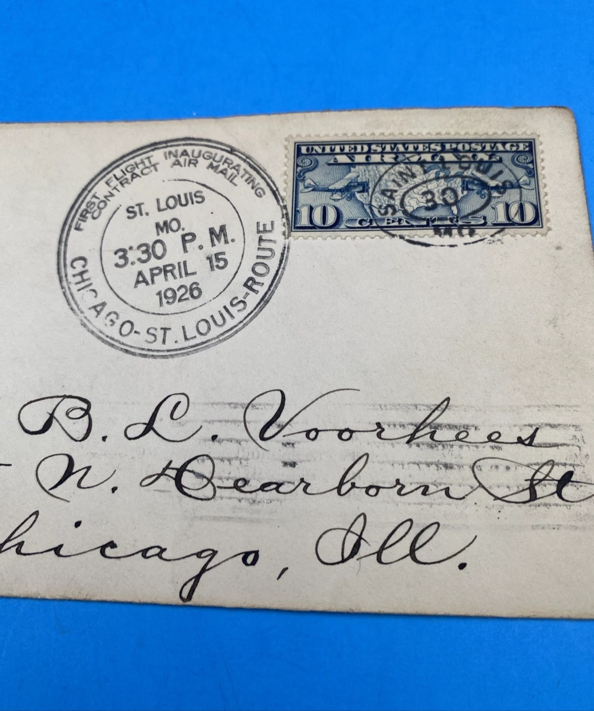 1926 CAM-2 First Flight Airmail Cover St. Louis to Chicago April 15 - Image 2