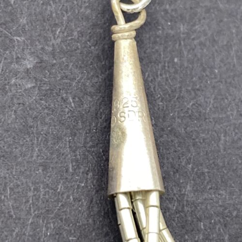 Vintage Native American SDR Sterling Silver Malachite Dangle Drop Liquid Beads - Image 3
