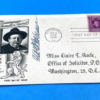 1948 Joel Chandler Harris Fleetwood FDC Scott 980 Signed by Albert Goldman Cover