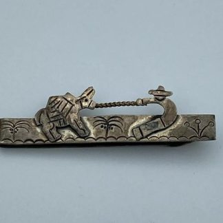 Vintage Mexican OCM Sterling Silver Tie Bar Money Clip Man Pulling Donkey