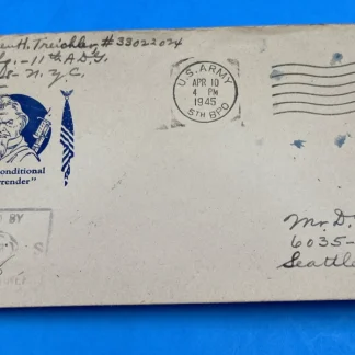 WWII 1945 U.S. Army 5th BPO Free Mail Cover—Uncle Sam 'Unconditional Surrender'