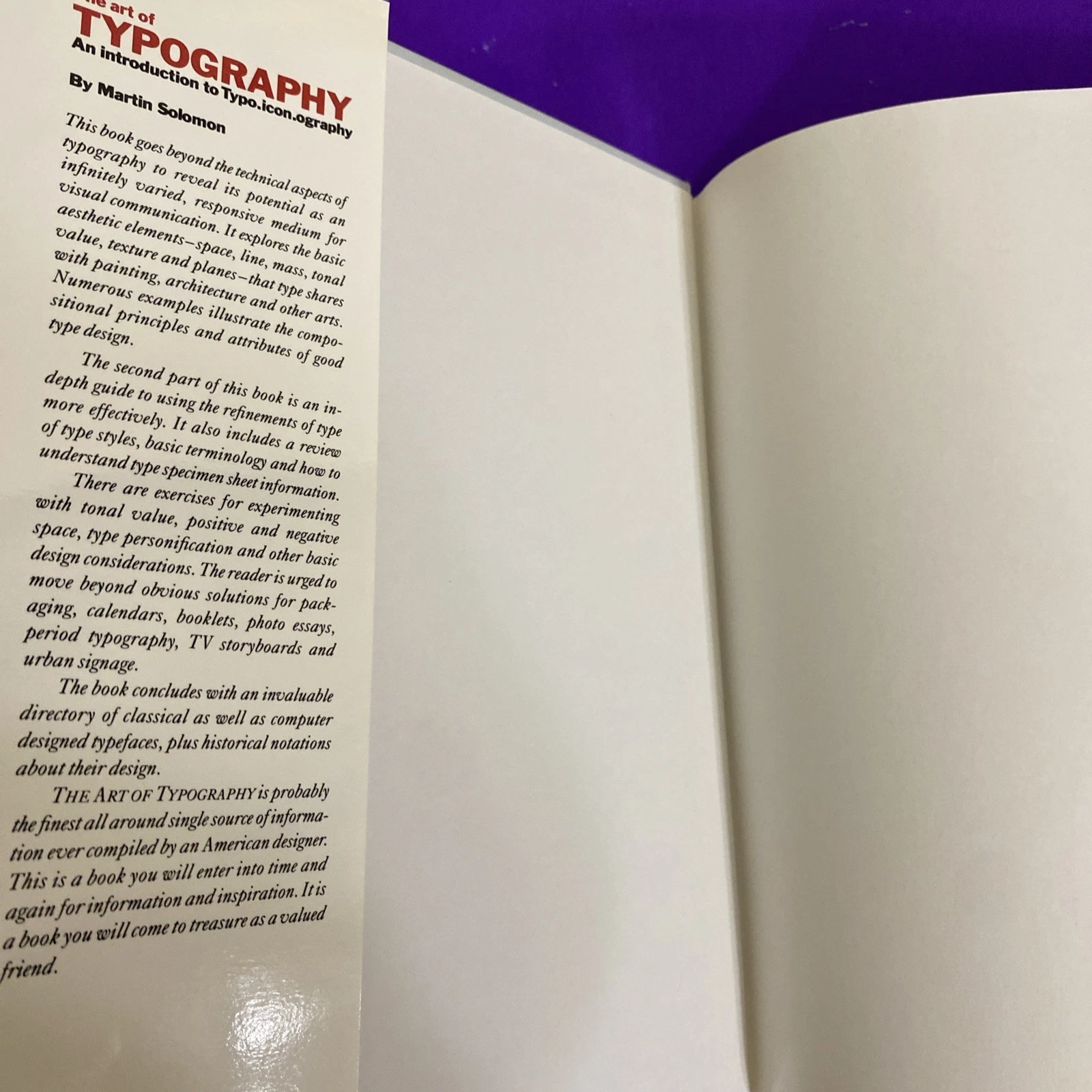 The Art of Typography by Martin Solomon - Second Printing 1994 - Image 2