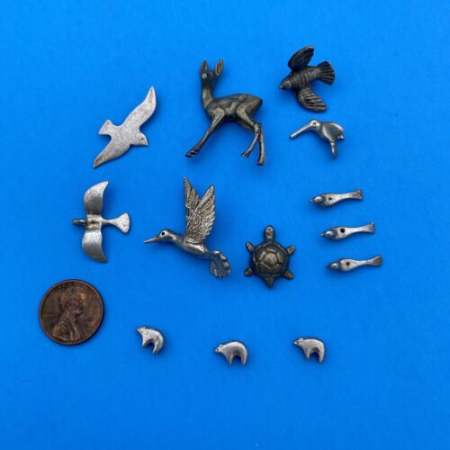 Lot of 13 Sterling Silver Animal Charms - Dove, Humming bird, Turtle, Deer, Bear - Image 2