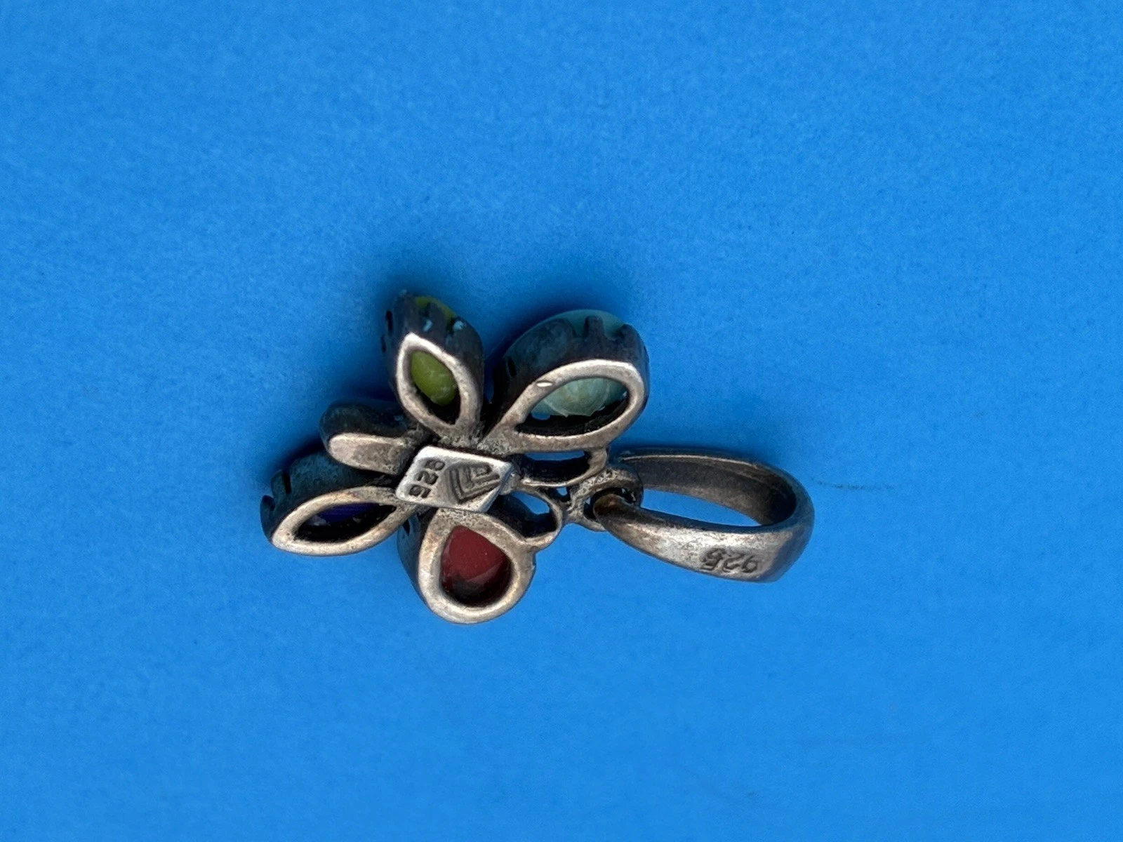 Vtg Silpada Sterling Silver 925 Butterfly Pendant, Turquoise, Coral, Lapis, MOP - Image 10
